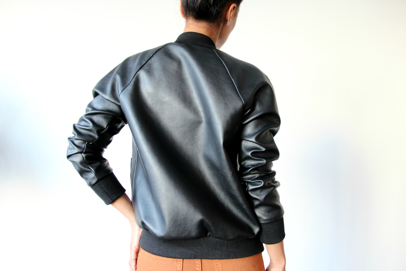 DIY Fully Lined Faux Leather Bomber Jacket